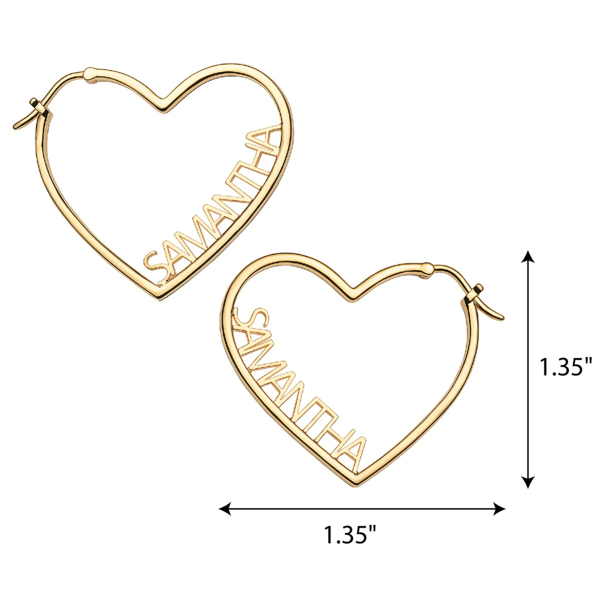 14K Gold Plated Personalized Nameplate Small Heart Hoop Earrings - Image 4