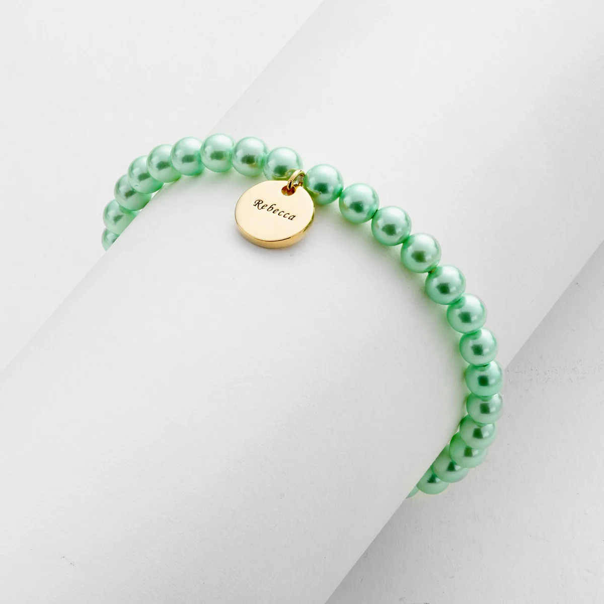 14K Gold Plated Personalized Pearl and Name Bracelet - Image 2