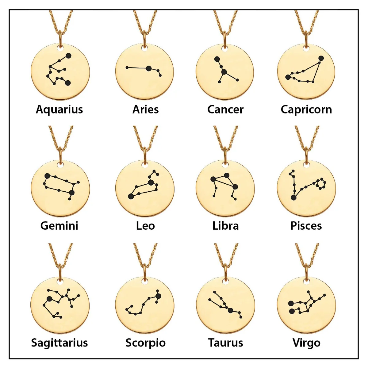 14K Gold Plated Constellation Name Necklace with Zodiac Sign - Image 4