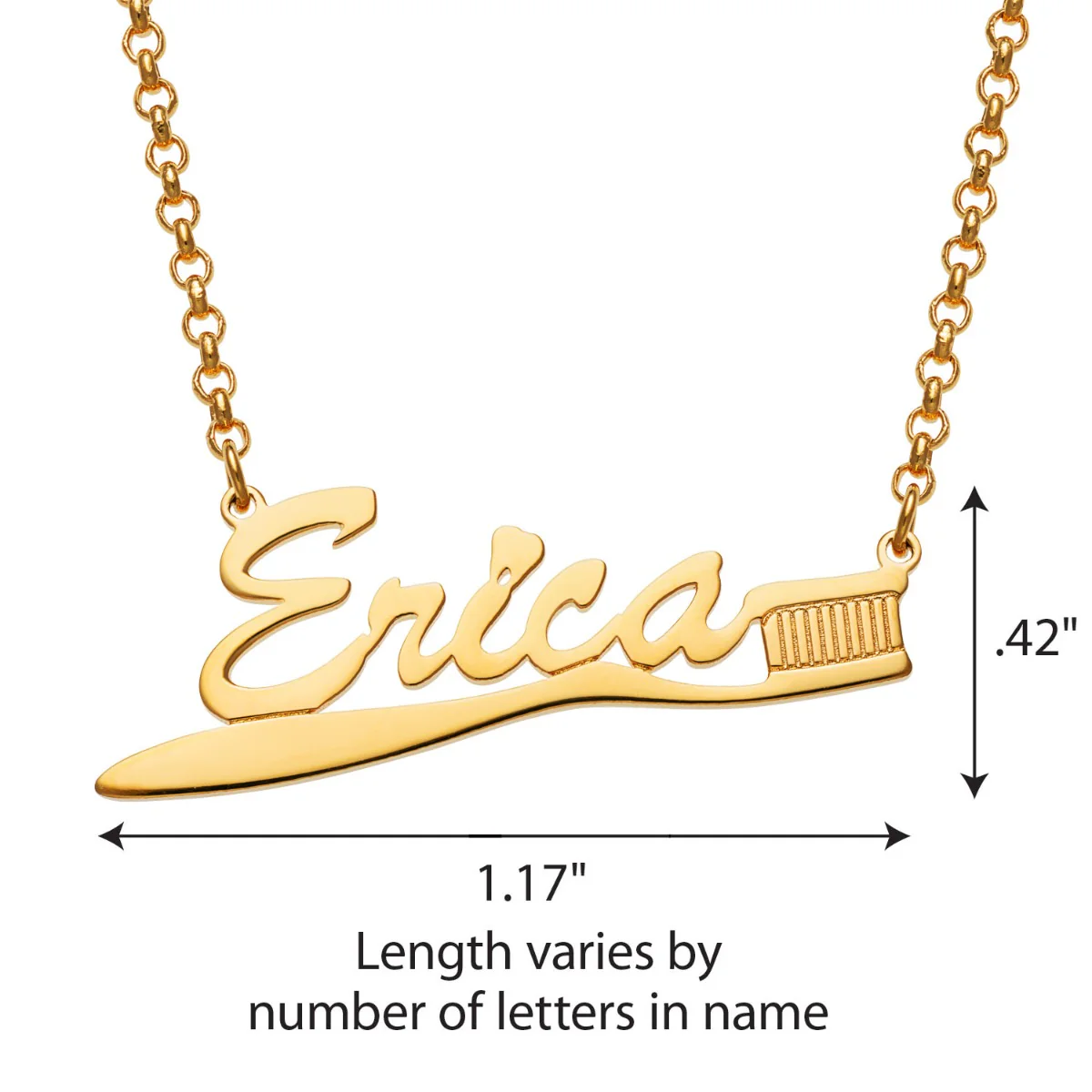 14K Gold Plated Toothbrush Name Necklace - Image 4