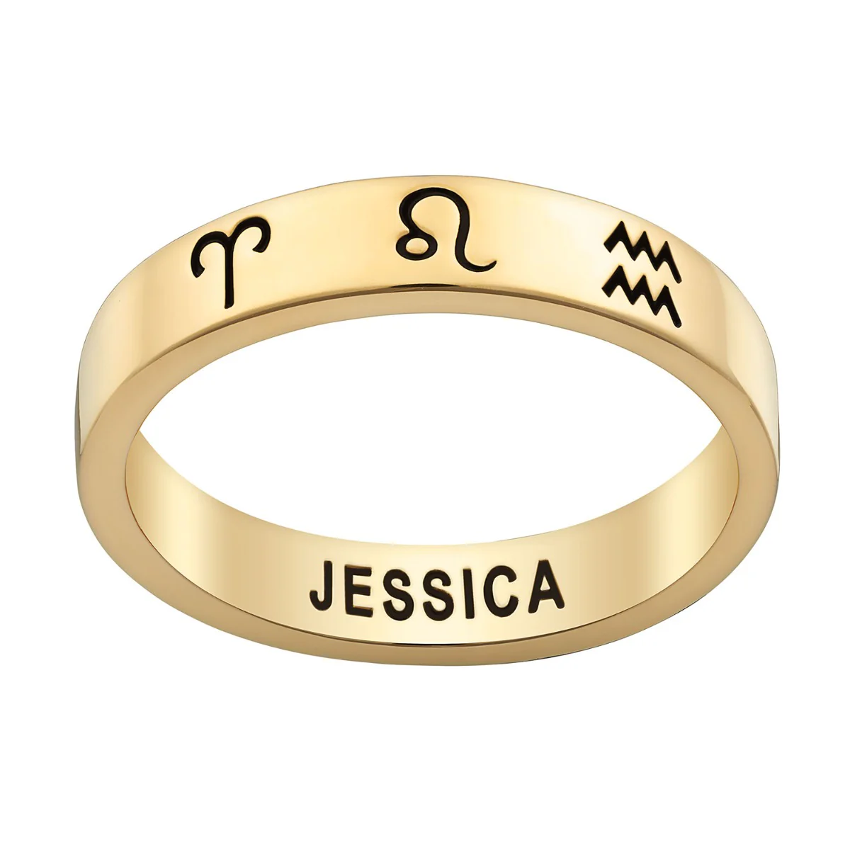 14K Gold Plated Zodiac Band Ring - Image 2
