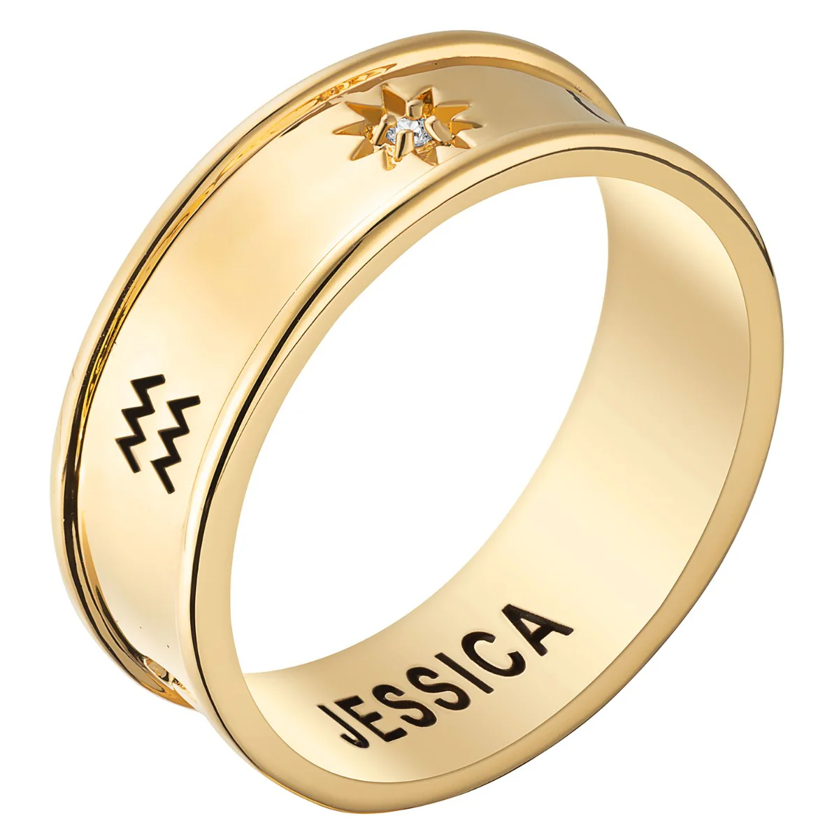 14K Gold Plated Zodiac Band Ring - Image 2