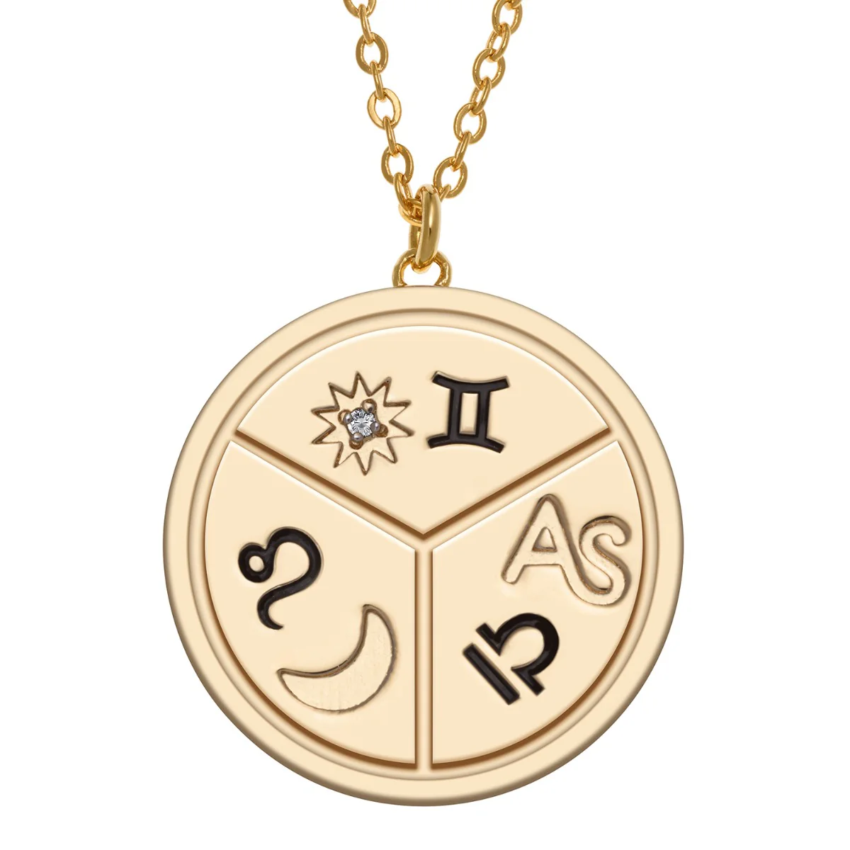 14K Gold Plated Zodiac Disc Pendant