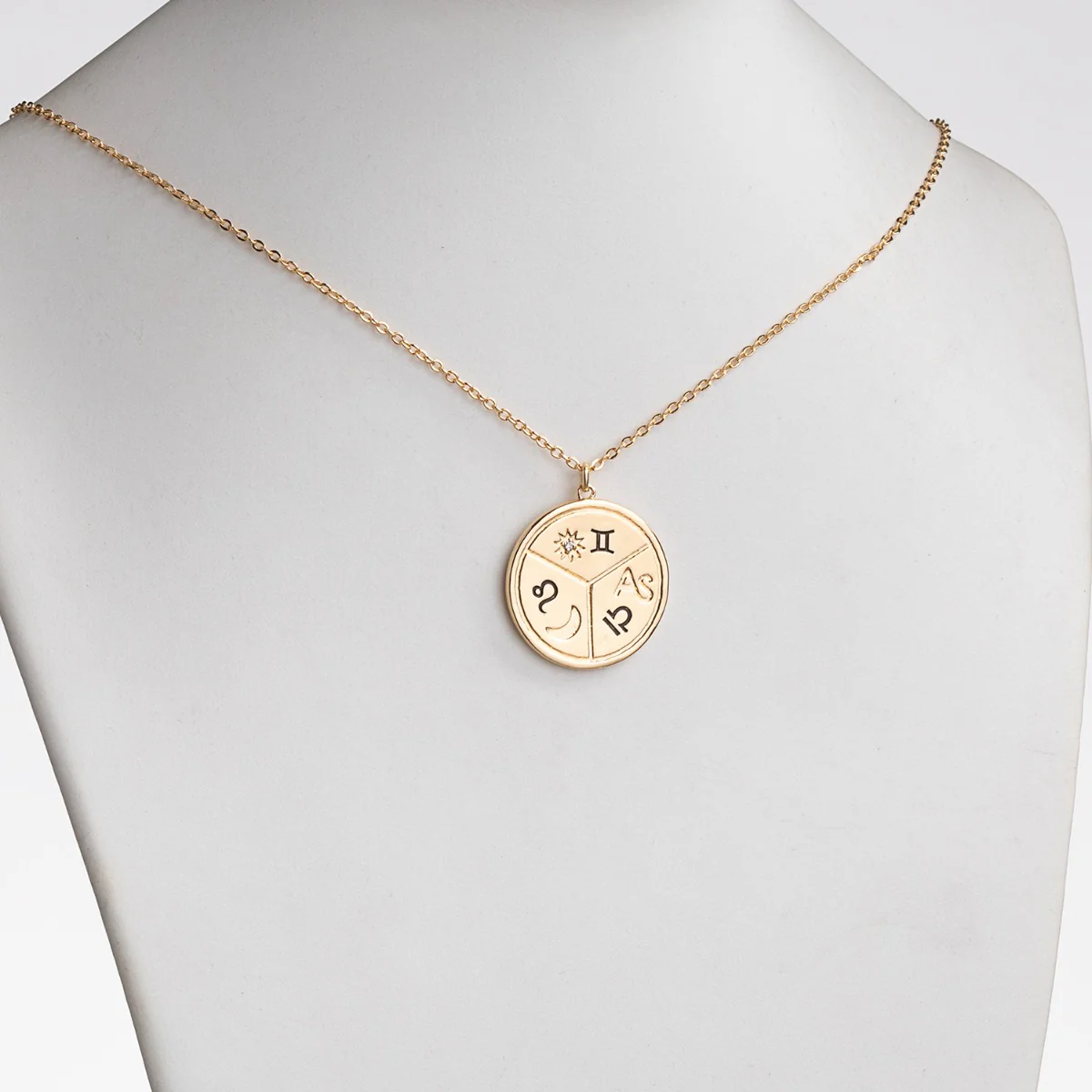 14K Gold Plated Zodiac Disc Pendant - Image 3