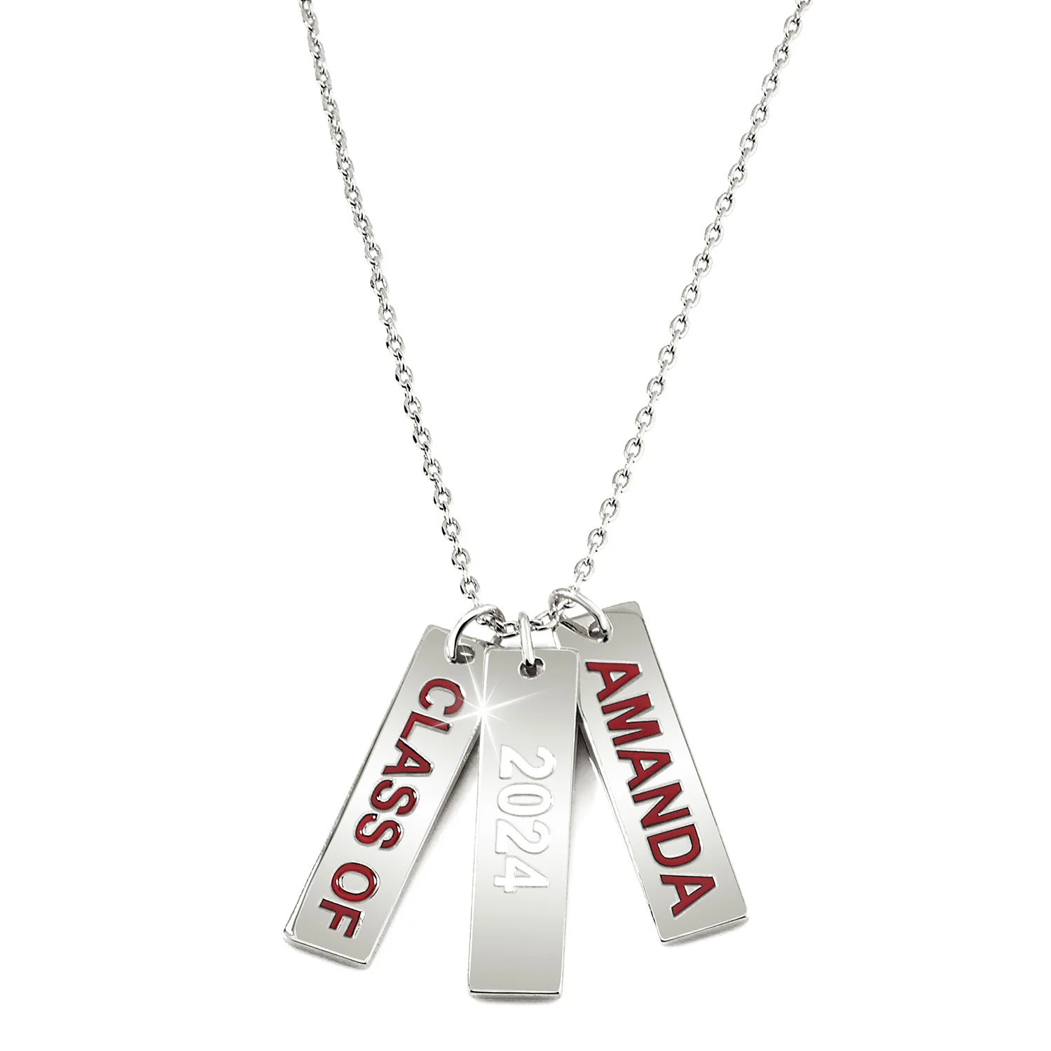Graduation Charms Engraved Enamel Triple Tag Freestyle Class/ Graduation Necklace - Image 2