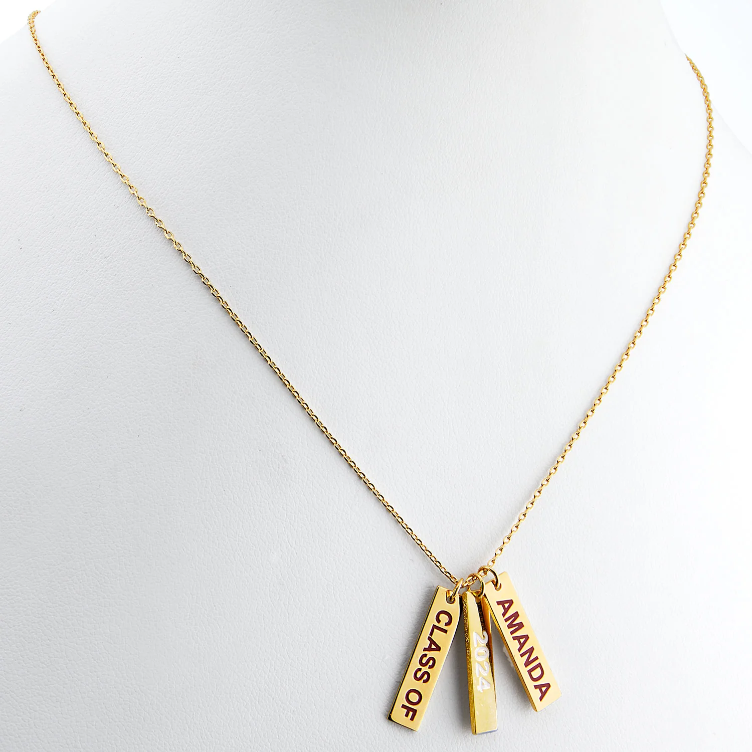 Graduation Charms Engraved Enamel Triple Tag Freestyle Class/ Graduation Necklace - Image 5