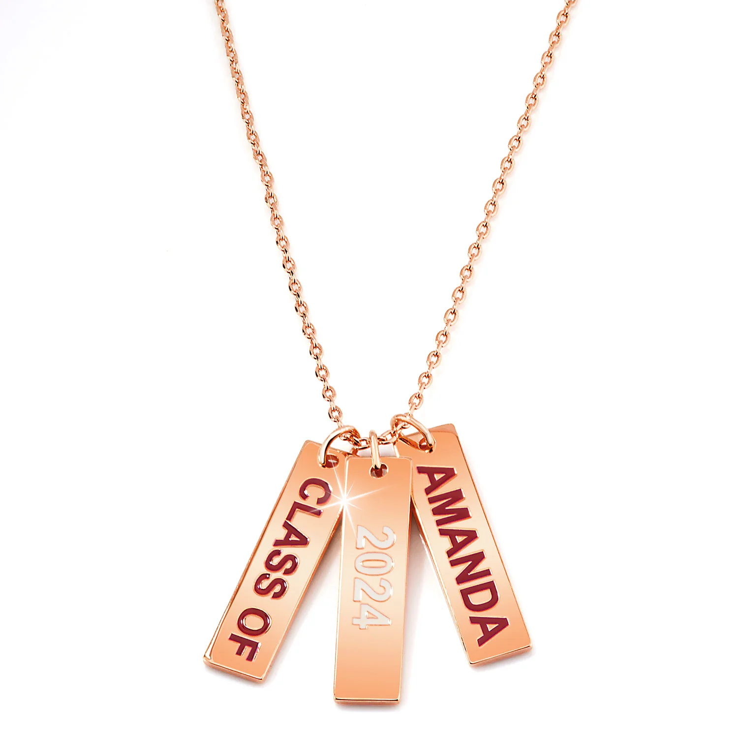 Graduation Charms Engraved Enamel Triple Tag Freestyle Class/ Graduation Necklace - Image 6