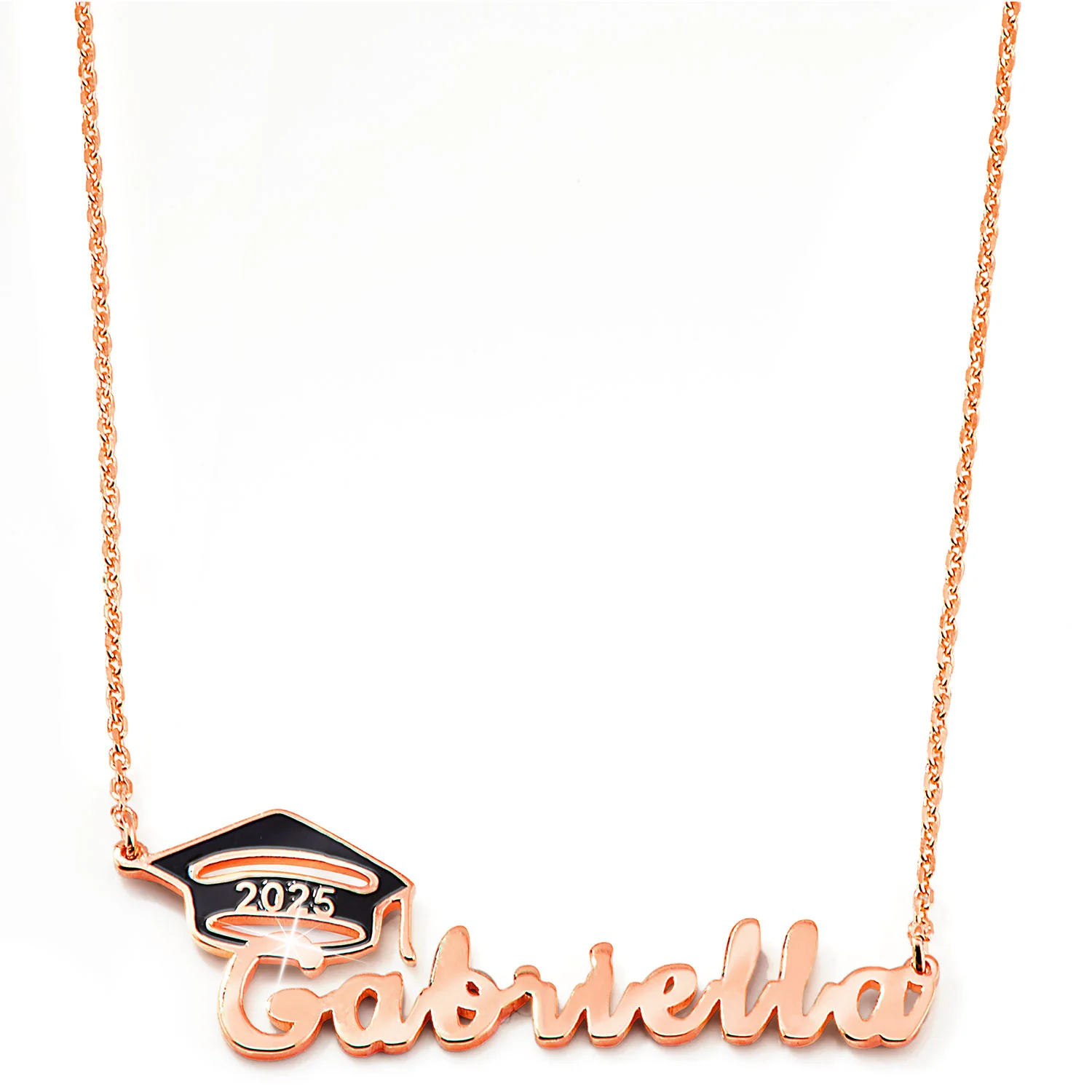 Graduation Name Plaque with Enamel Grad Cap Freestyle Class/ Graduation Necklace - Image 5