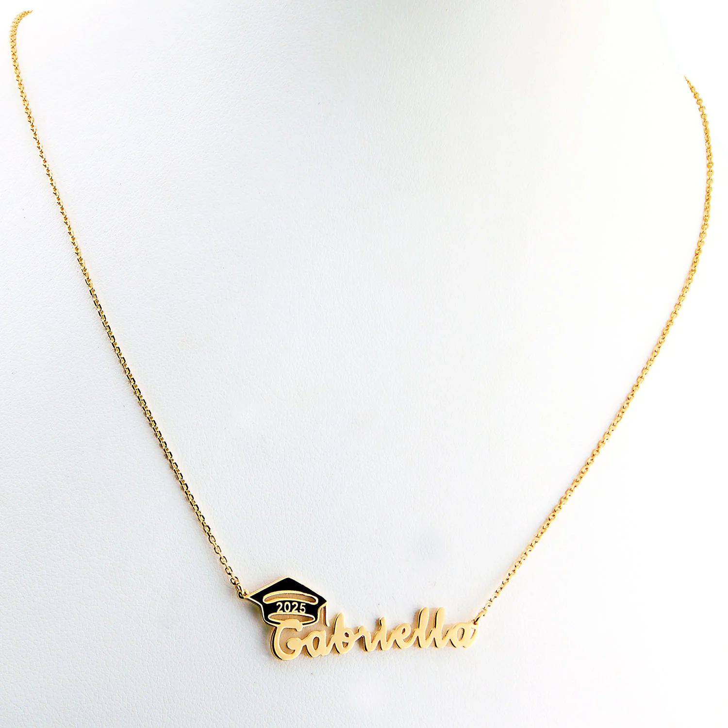 Graduation Name Plaque with Enamel Grad Cap Freestyle Class/ Graduation Necklace - Image 6