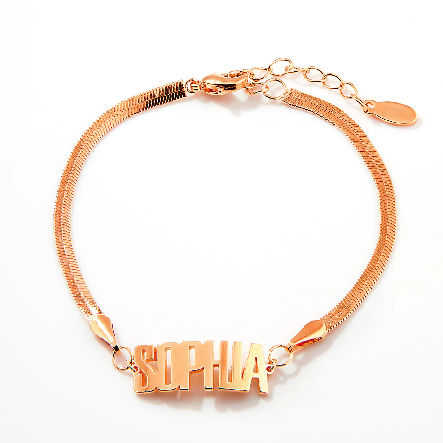 Herringbone Chain Bold Uppercase Name Bracelet - Image 5