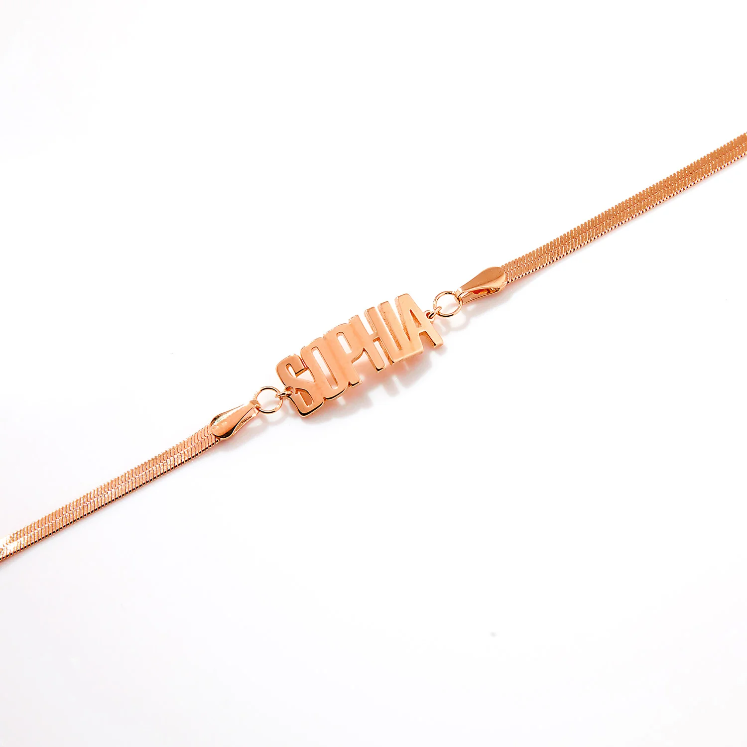 Herringbone Chain Bold Uppercase Name Bracelet - Image 8