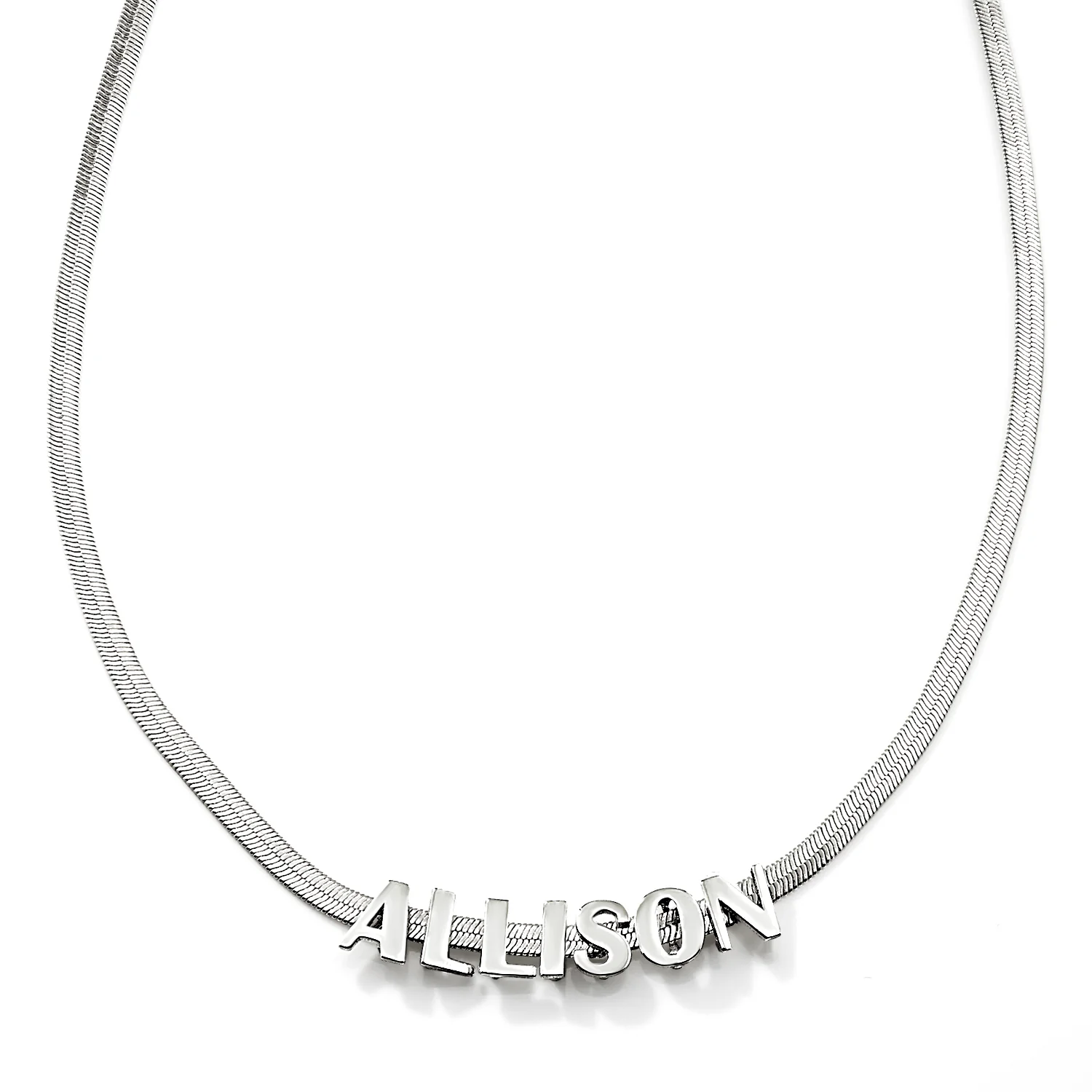 Herringbone Chain Slide Letter Charm Name Necklace - Image 2