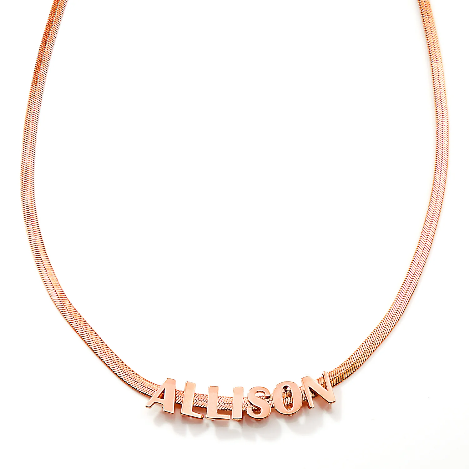Herringbone Chain Slide Letter Charm Name Necklace - Image 5