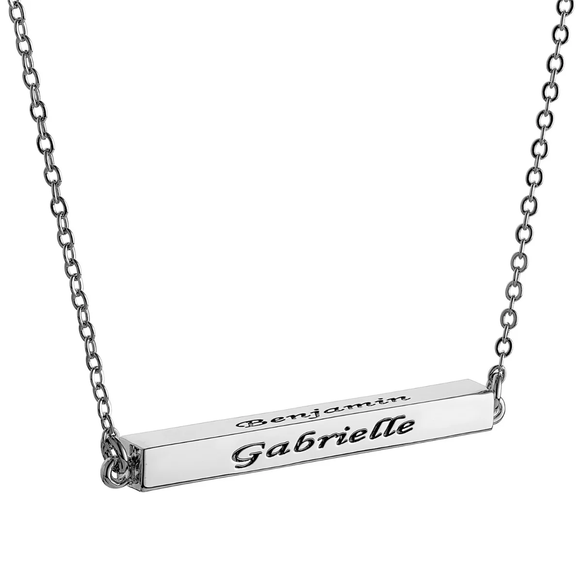 Horizontal 4-sided Bar 'Amazing Grace' Engraved Necklace - Image 3