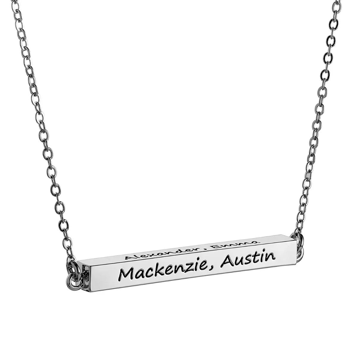 Horizontal 4-sided Bar 'Best Grandma' Engraved Family Name Necklace - Image 3