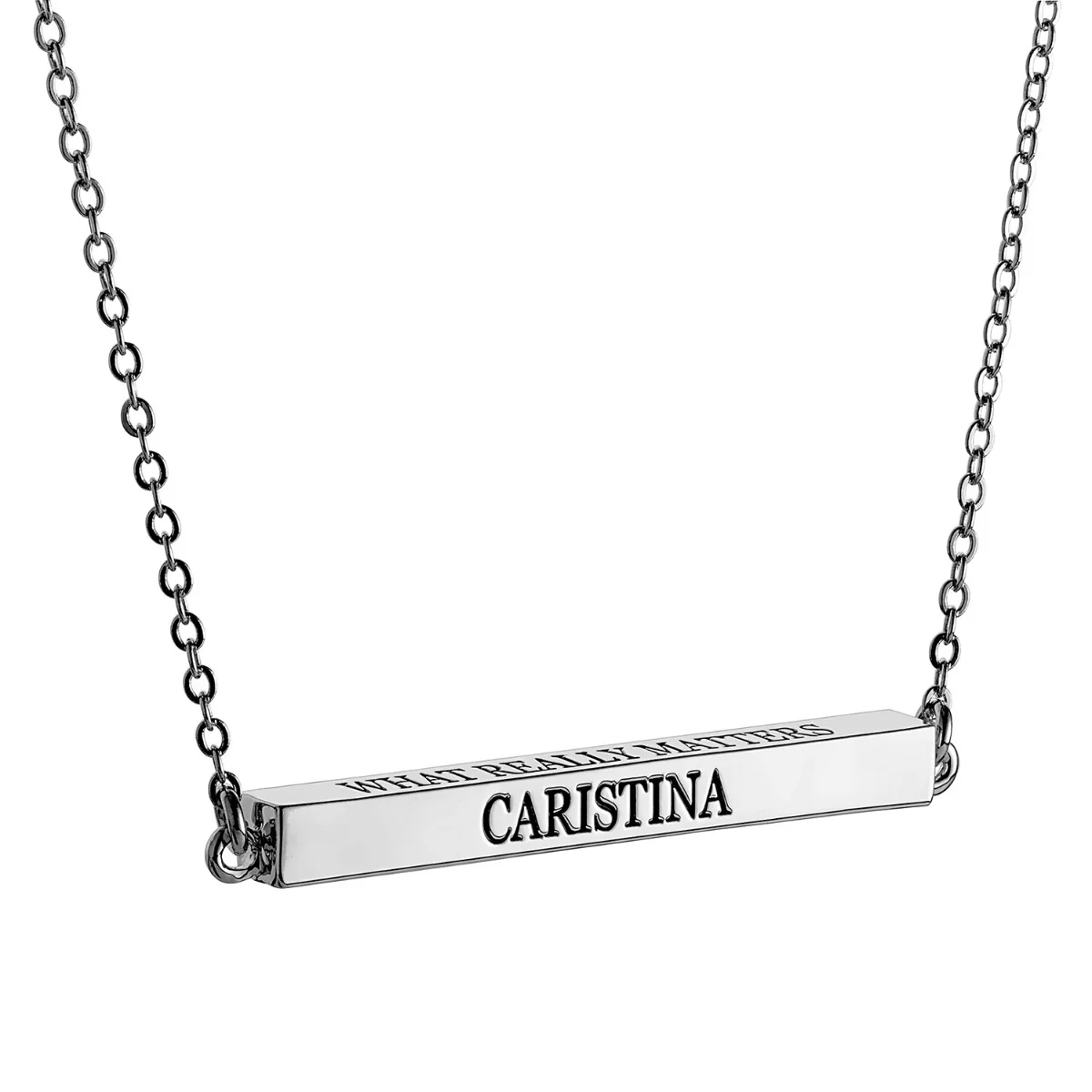 Horizontal 4-sided Bar 'Faith, Hope, Love' Engraved Necklace - Image 3