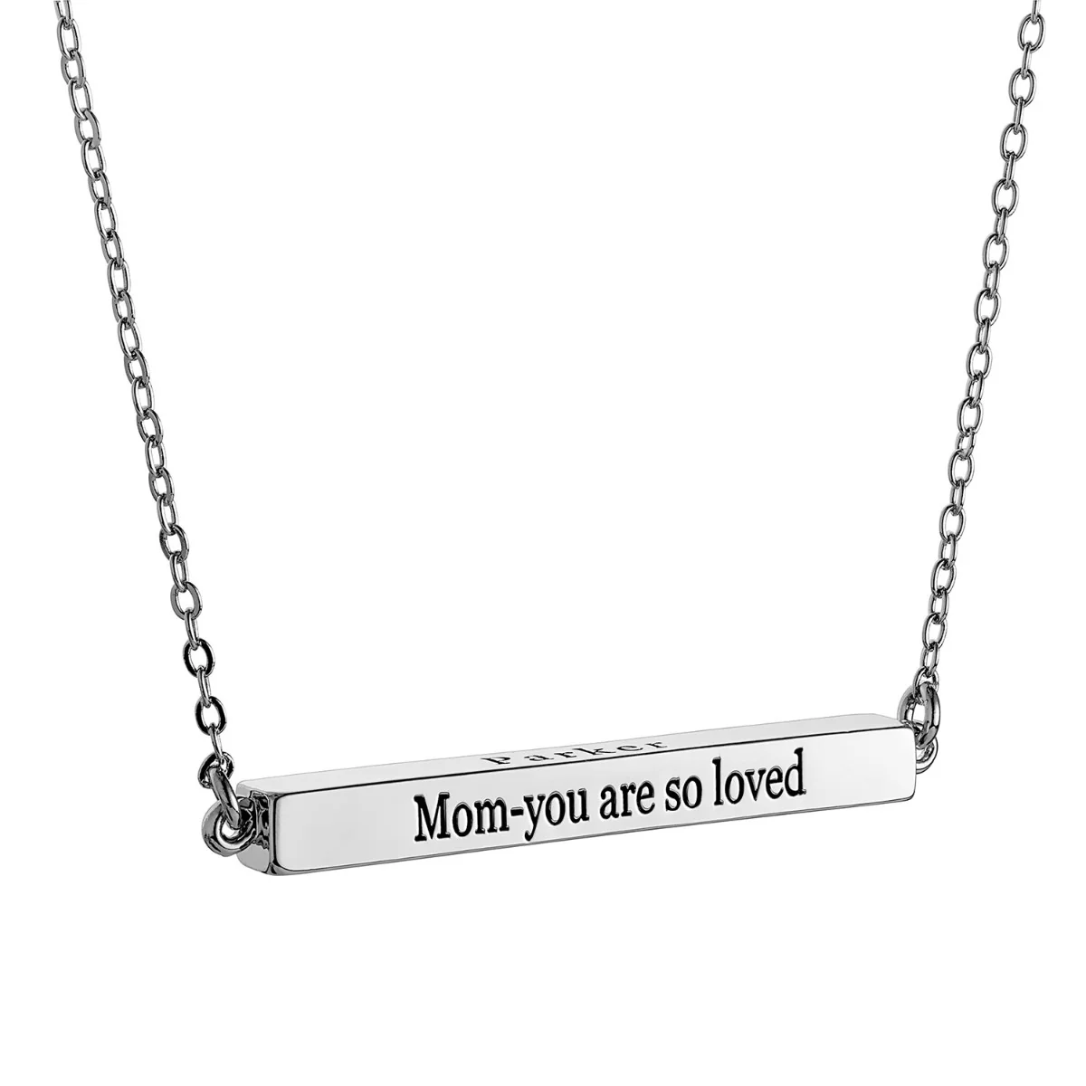 Horizontal 4-sided Bar Mother's Engraved Family Name Necklace - Image 2