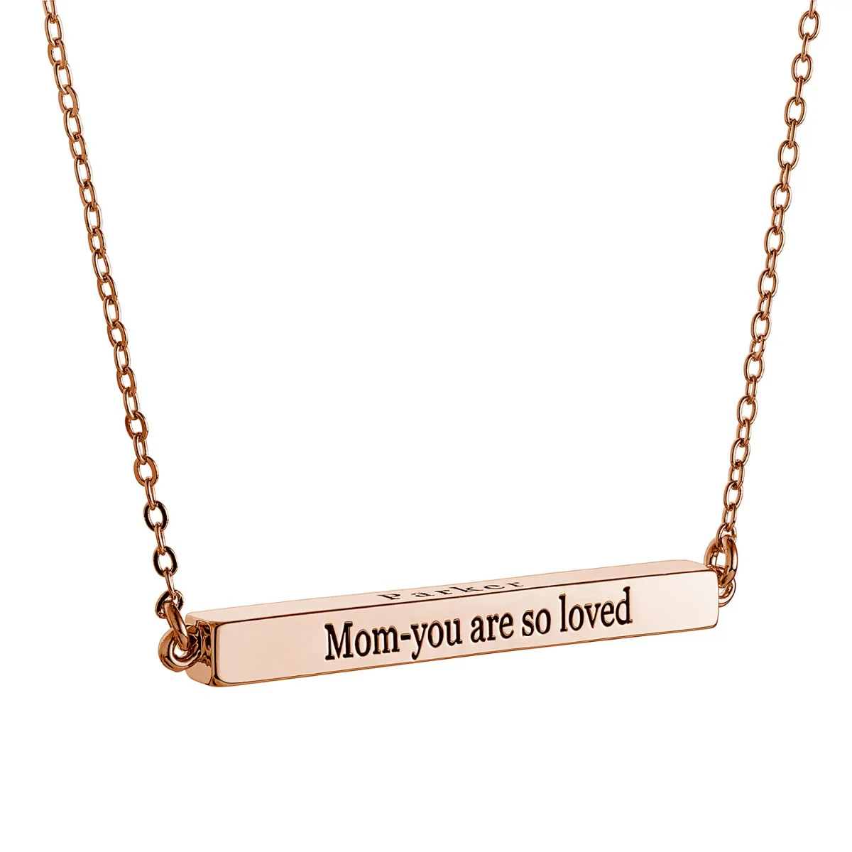 Horizontal 4-sided Bar Mother's Engraved Family Name Necklace - Image 6