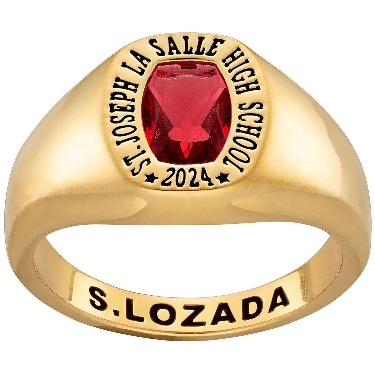 Ladies' 14k Gold Plated Minimal Birthstone Signet Class Ring