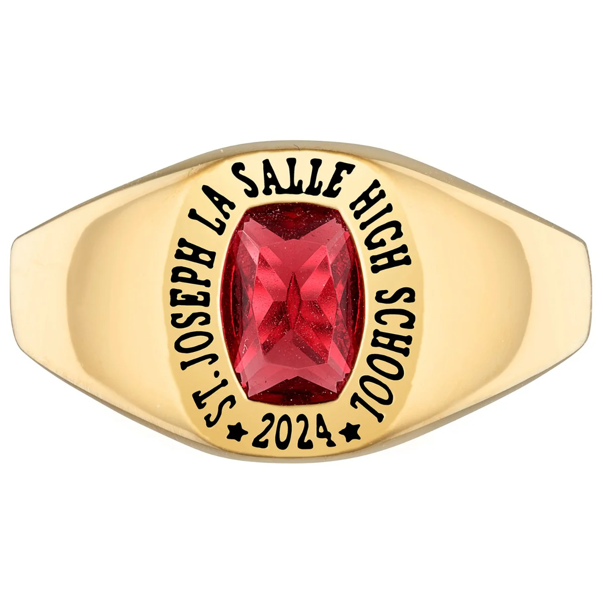 Ladies' 14k Gold Plated Minimal Birthstone Signet Class Ring - Image 2