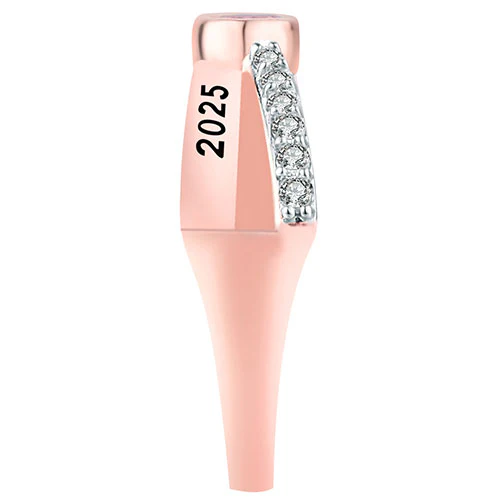 Women's 14K Rose Gold over Sterling Crossover Oval Birthstone Fashion Class Ring - Image 3