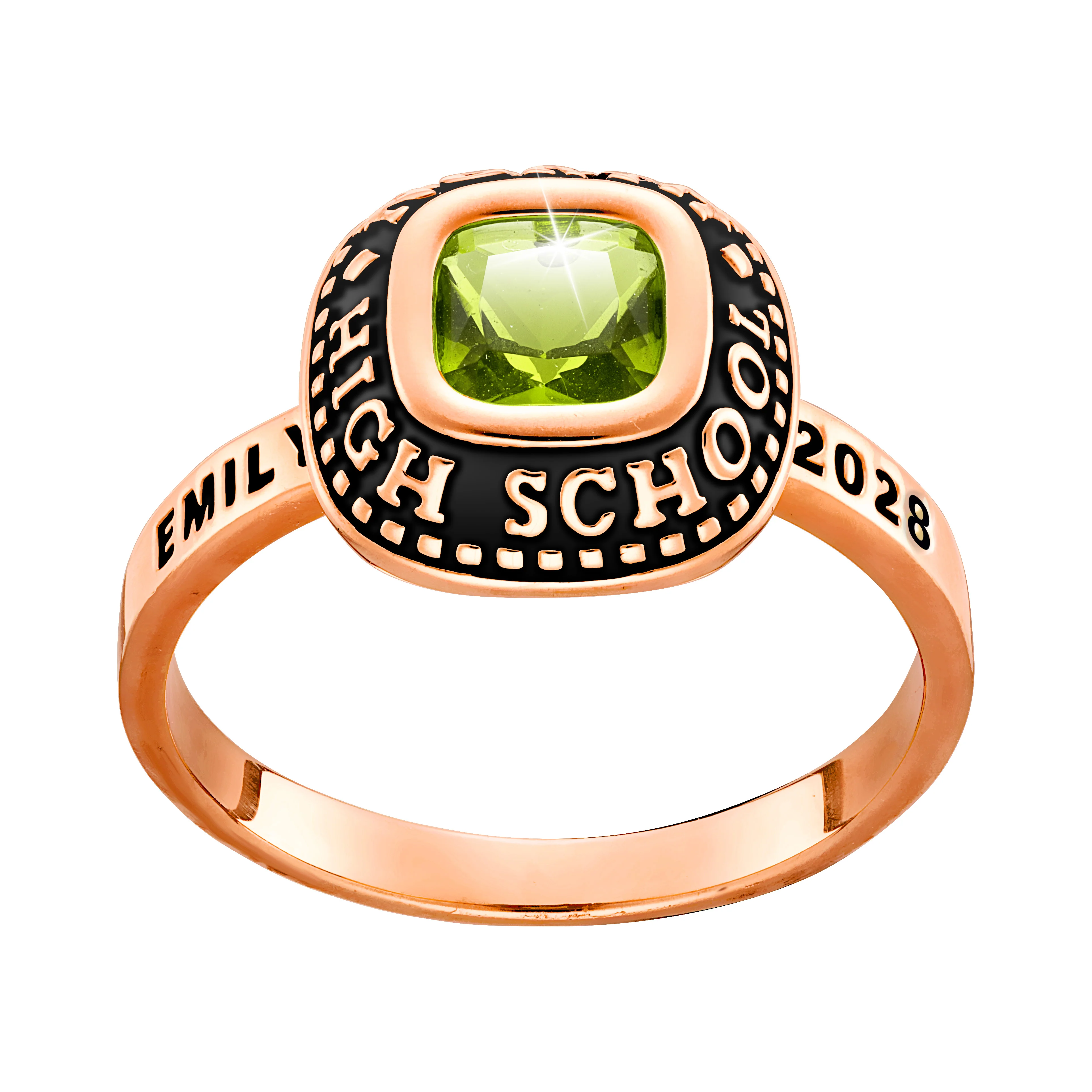 Ladies' 14k Rose Gold Plated Freestyle Class Ring with Jacket - Image 5