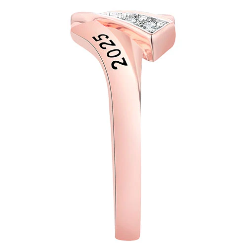 Women's  14K Rose Gold Plated CZ Bypass Class Ring - Image 3