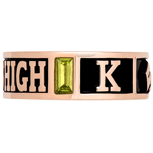 Ladies' 14K Rose Gold Plated Decorated Band Class Ring - Image 4