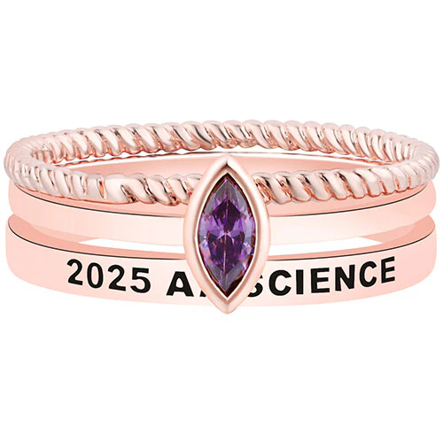 Women's 14K Rose Gold Plated Marquise Birthstone Stackable Class Ring - Image 3