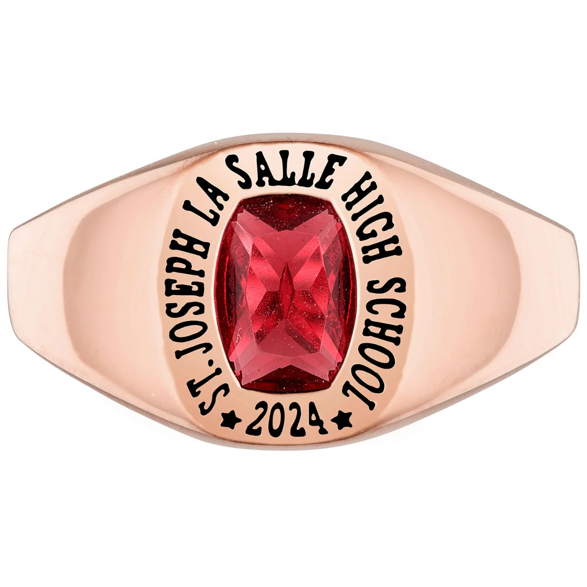 Ladies' 14k Rose Gold Plated Minimal Birthstone Signet Class Ring - Image 2