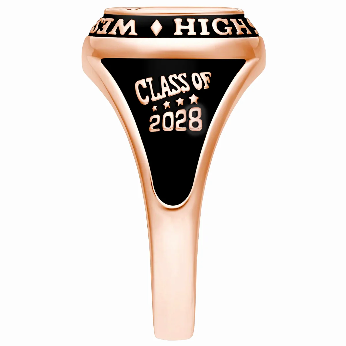 Ladies' 14K Rose Gold Plated Traditional Cushion Birthstone Class Ring - Image 3