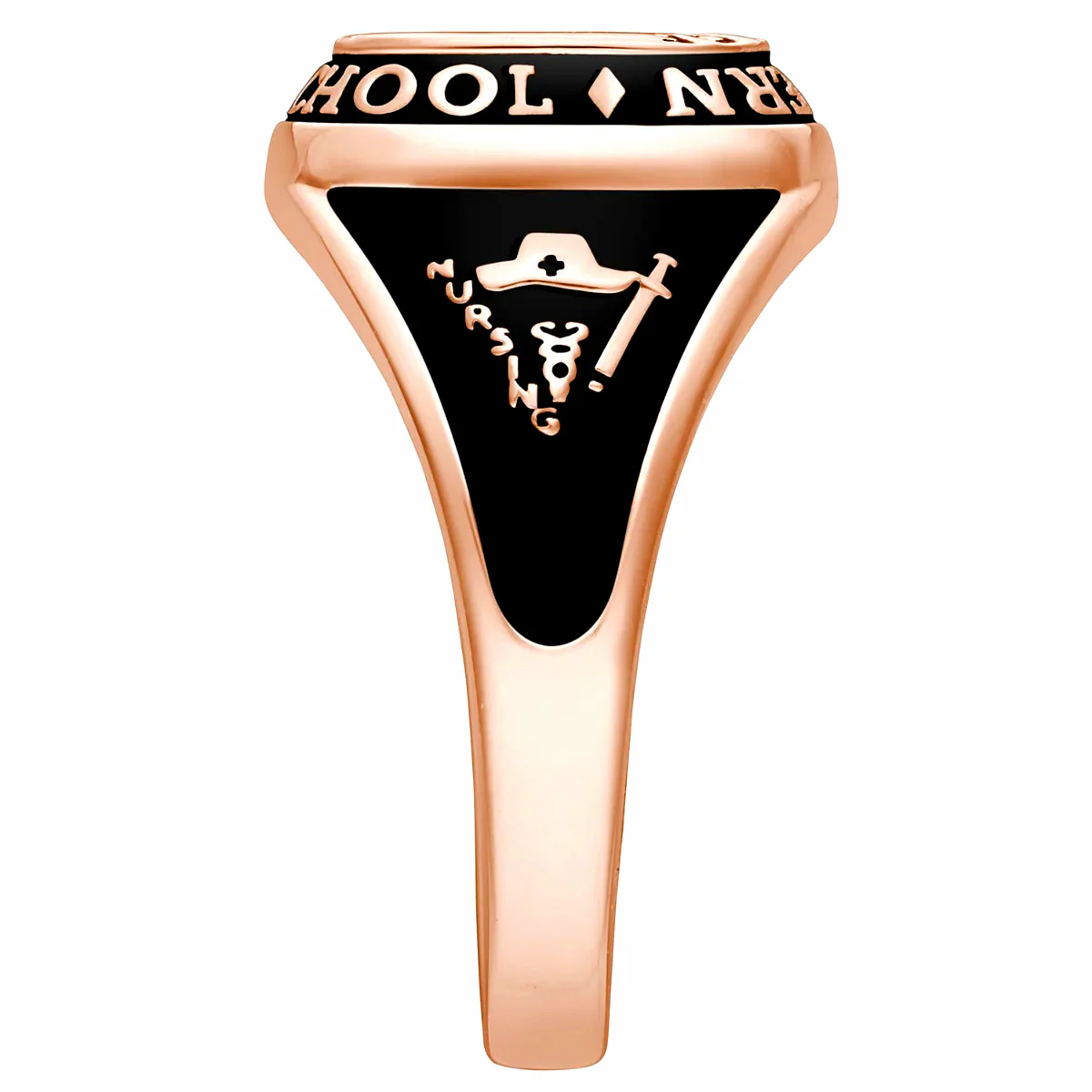 Ladies' 14K Rose Gold Plated Traditional Cushion Birthstone Class Ring - Image 4