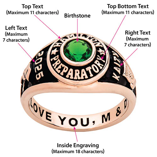 Ladies' 14K Rose Gold Plated Traditional Round Birthstone Class Ring - Image 7