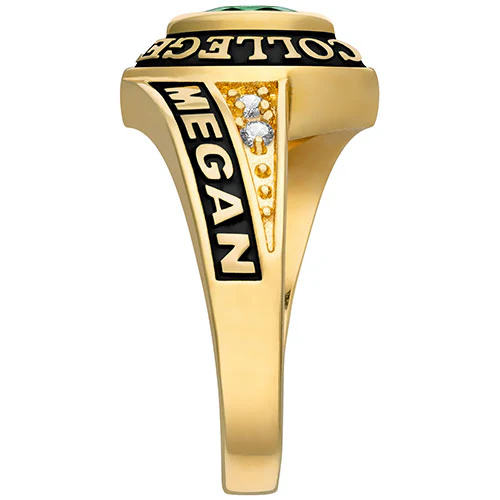 Ladies 18K Gold over Sterling Marquise Birthstone and CZ Class Ring - Image 4