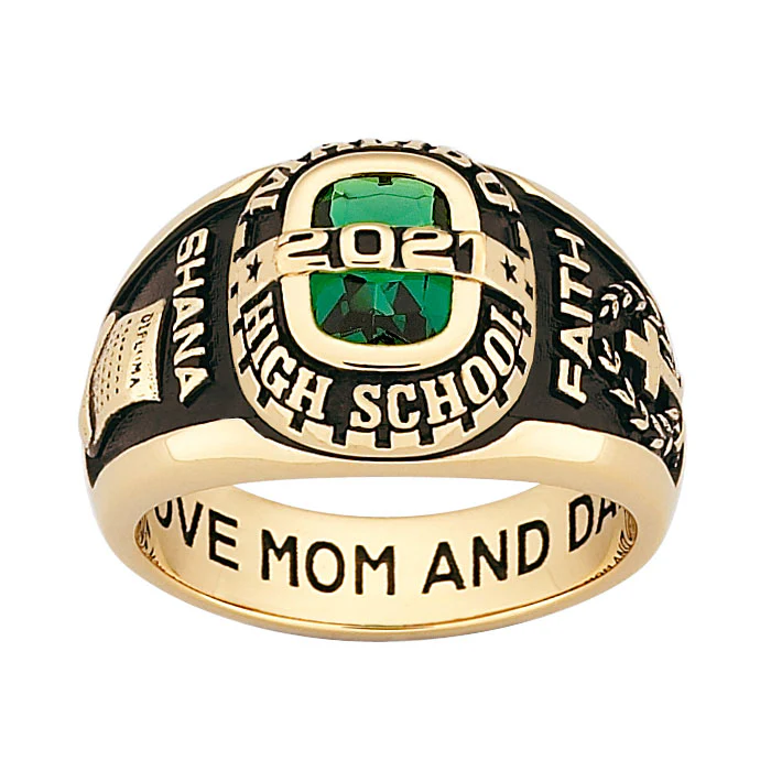 Ladies 18K Gold over Sterling Personalized-Bridge Traditional Class Ring - Image 3