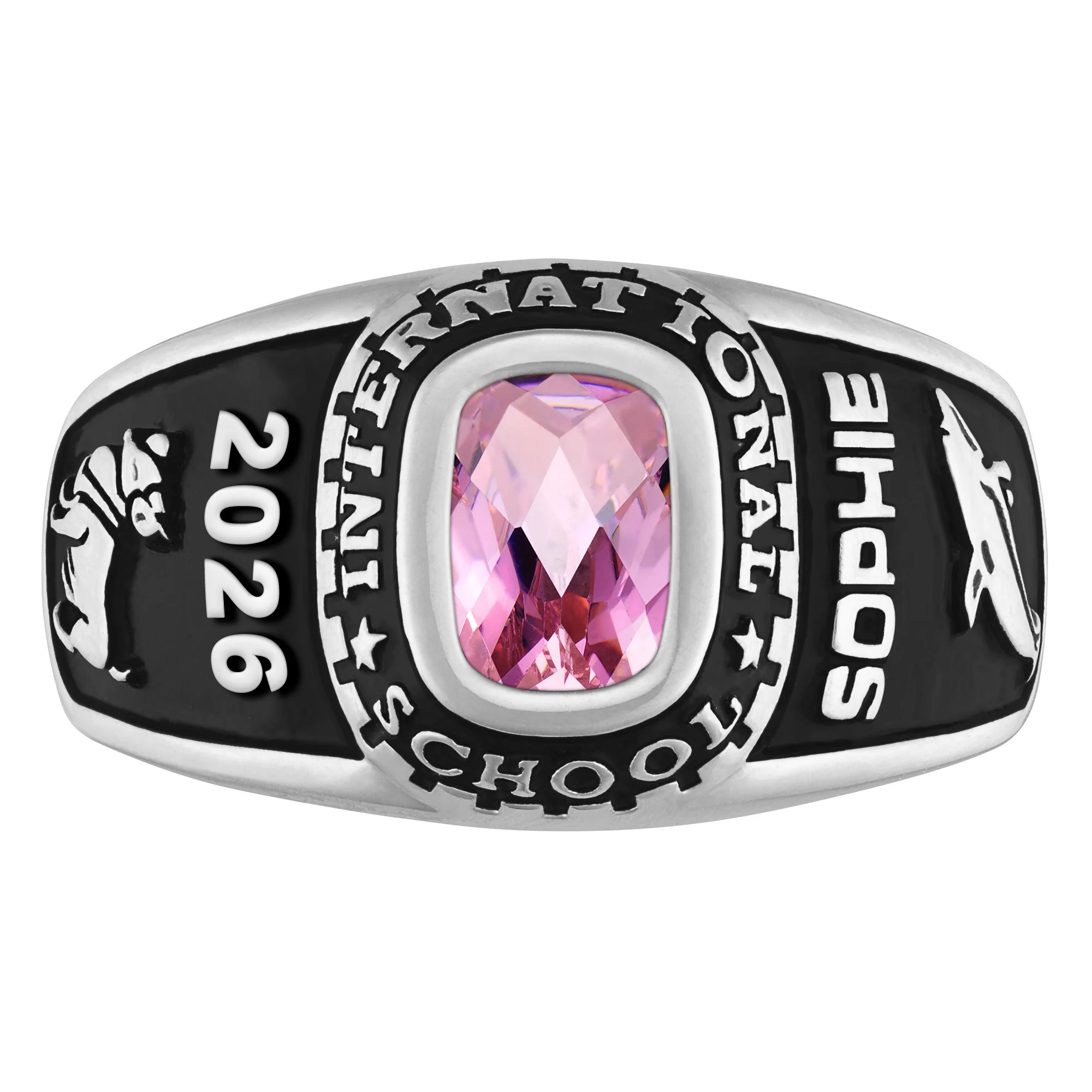 Ladies CELEBRIUM Traditional Checkerboard Birthstone Class Ring - Image 2
