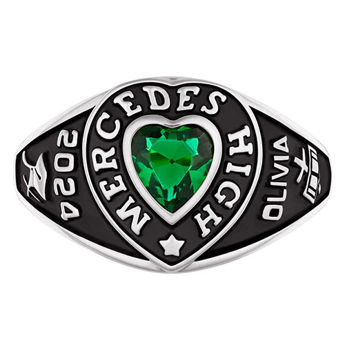 Ladies' Celebrium Traditional Heart Birthstone Class Ring - Image 2