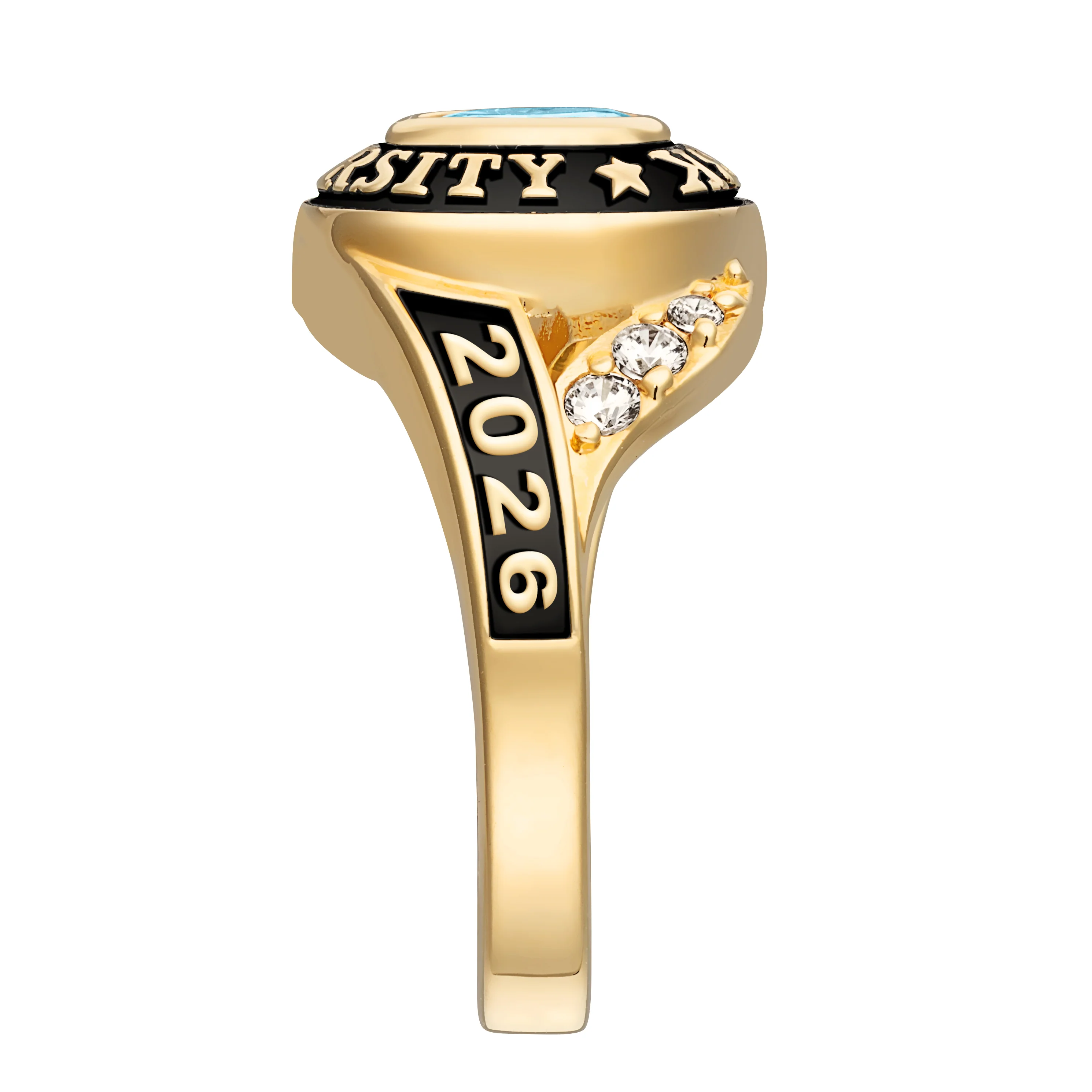 Ladies' Class Ring in Gold Over Celebrium In Traditional Birthstone Styling - Image 3