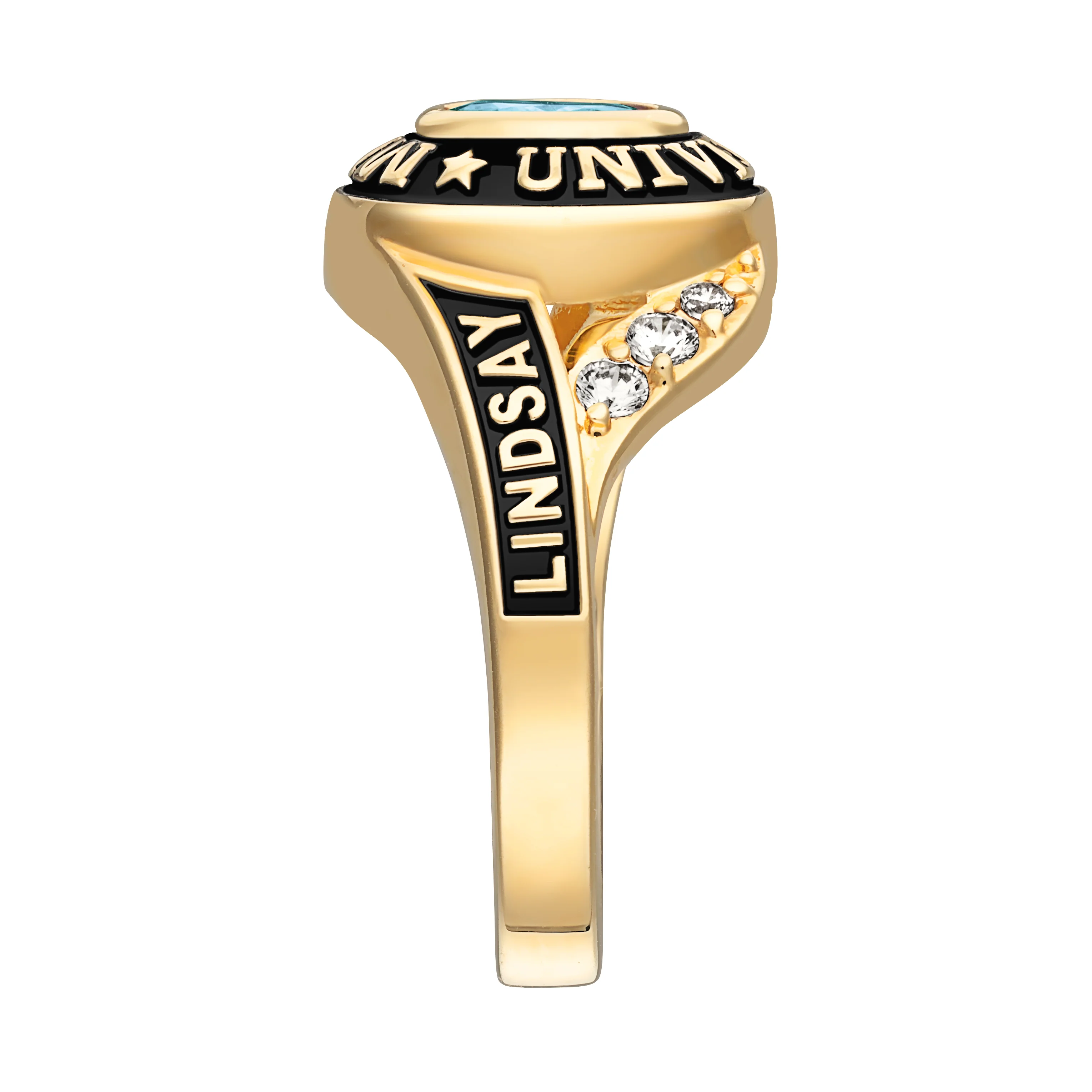 Ladies' Class Ring in Gold Over Celebrium In Traditional Birthstone Styling - Image 4