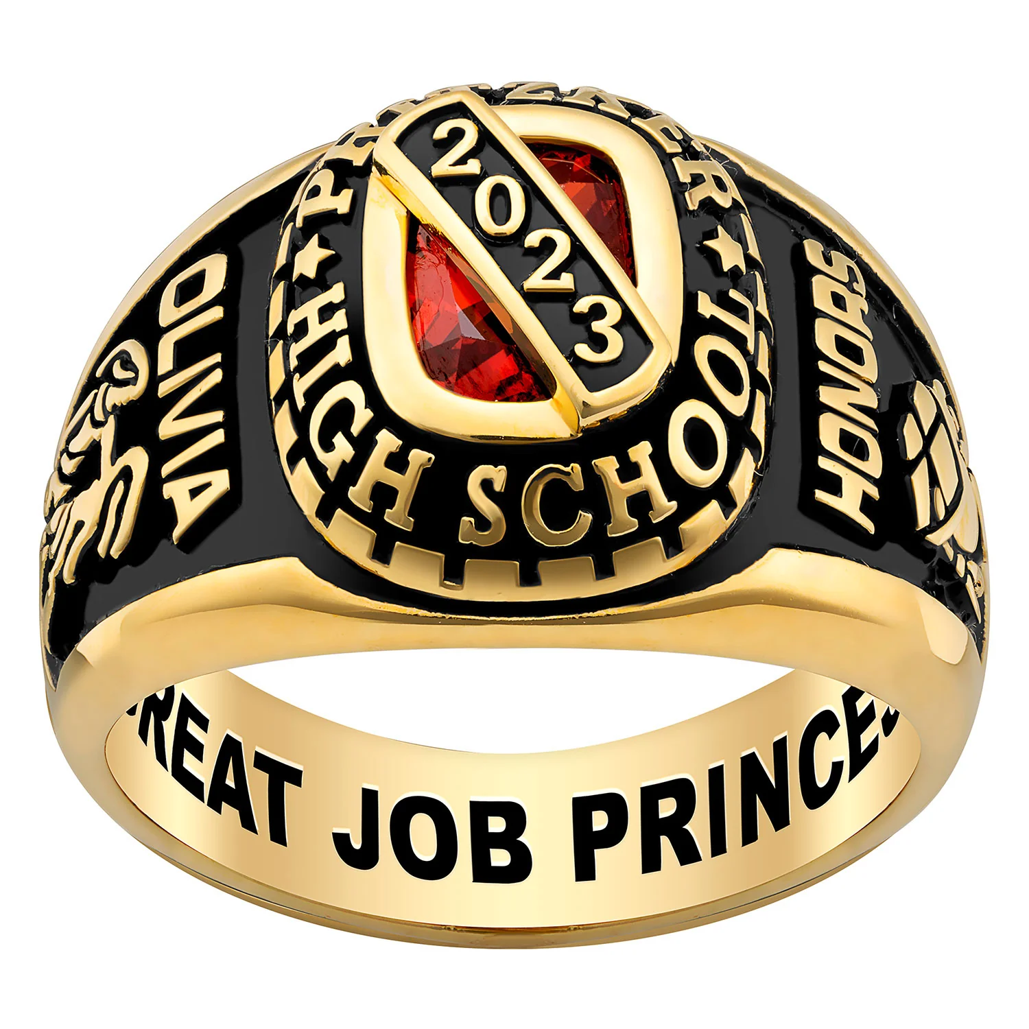 Ladies' 14K Gold over Sterling  Bridge Birthstone Class Ring