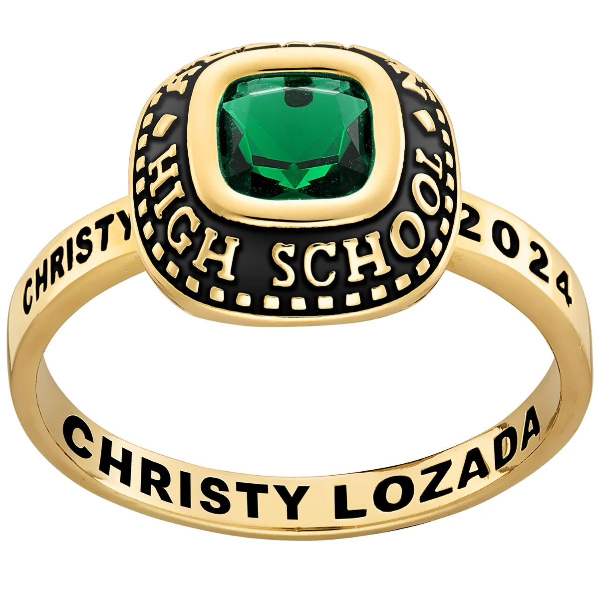 Ladies' 14K Gold over Sterling Class Ring with Jacket and CZ Accents - Image 5