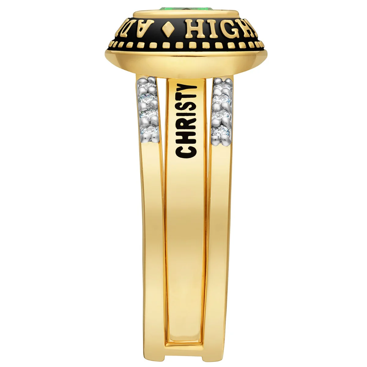 Ladies' 14K Gold over Sterling Class Ring with Jacket and CZ Accents - Image 6
