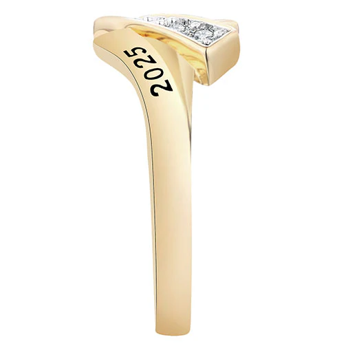 Women's Gold over Sterling CZ Bypass Class Ring - Image 3