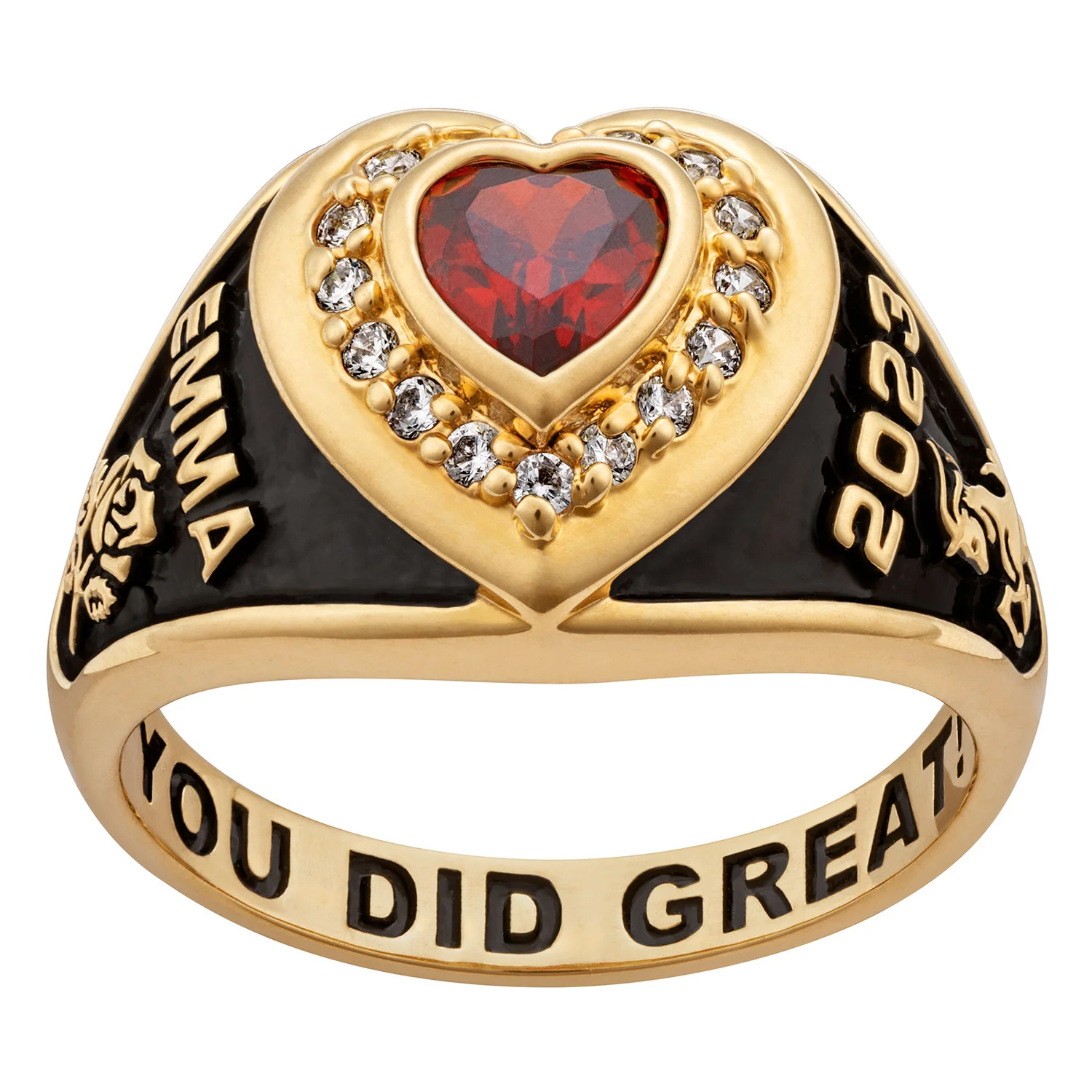 Ladies' 14K Gold over Sterling CZ Heart Class Ring