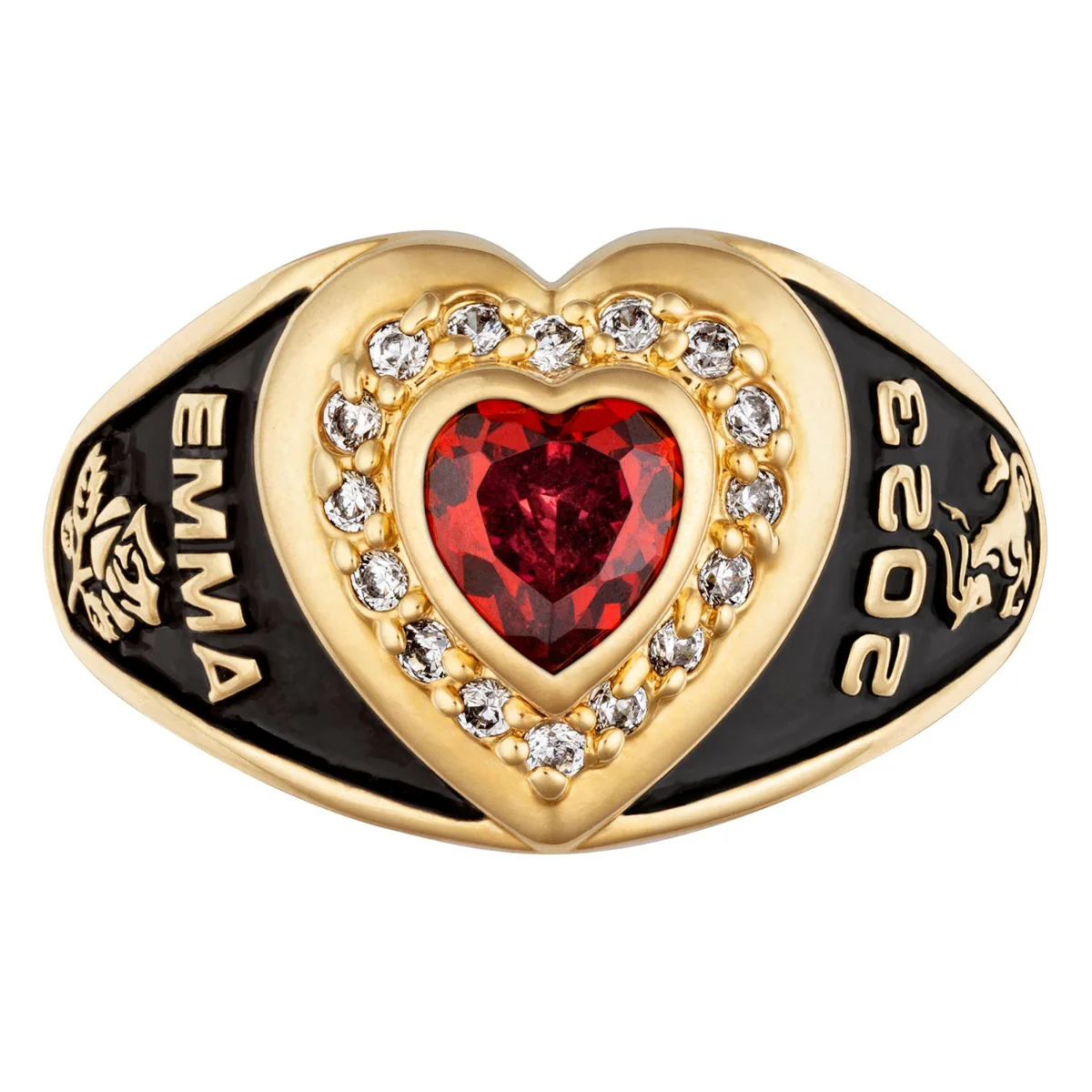 Ladies' 14K Gold over Sterling CZ Heart Class Ring - Image 2
