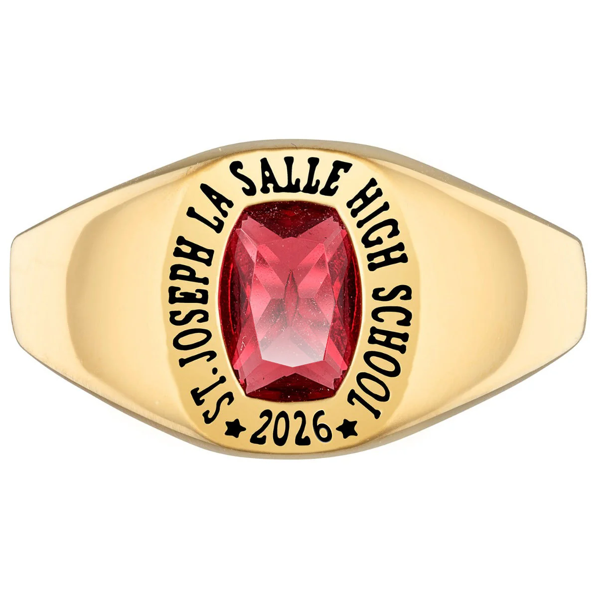 Ladies' 14K Gold over Sterling Minimal Birthstone Signet Freestyle Class Ring - Image 2