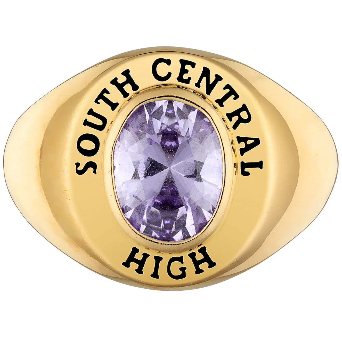 Ladies' 14K Gold over Sterling Minimal Oval Birthstone Signet Freestyle Class Ring - Image 2