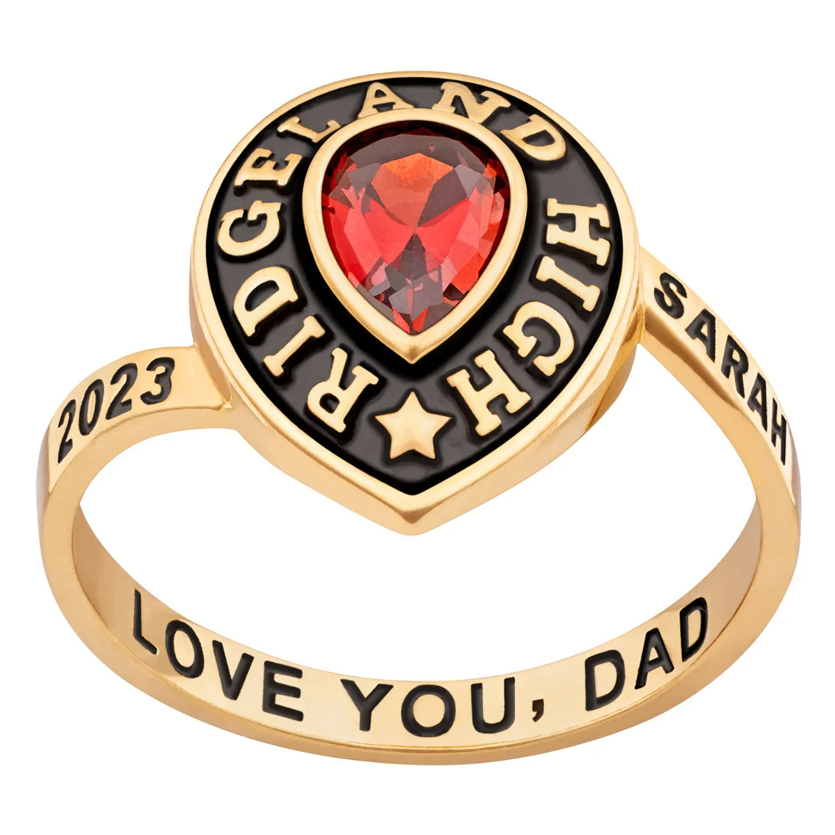 Ladies' 14K Gold over Sterling Pear Birthstone Class Ring