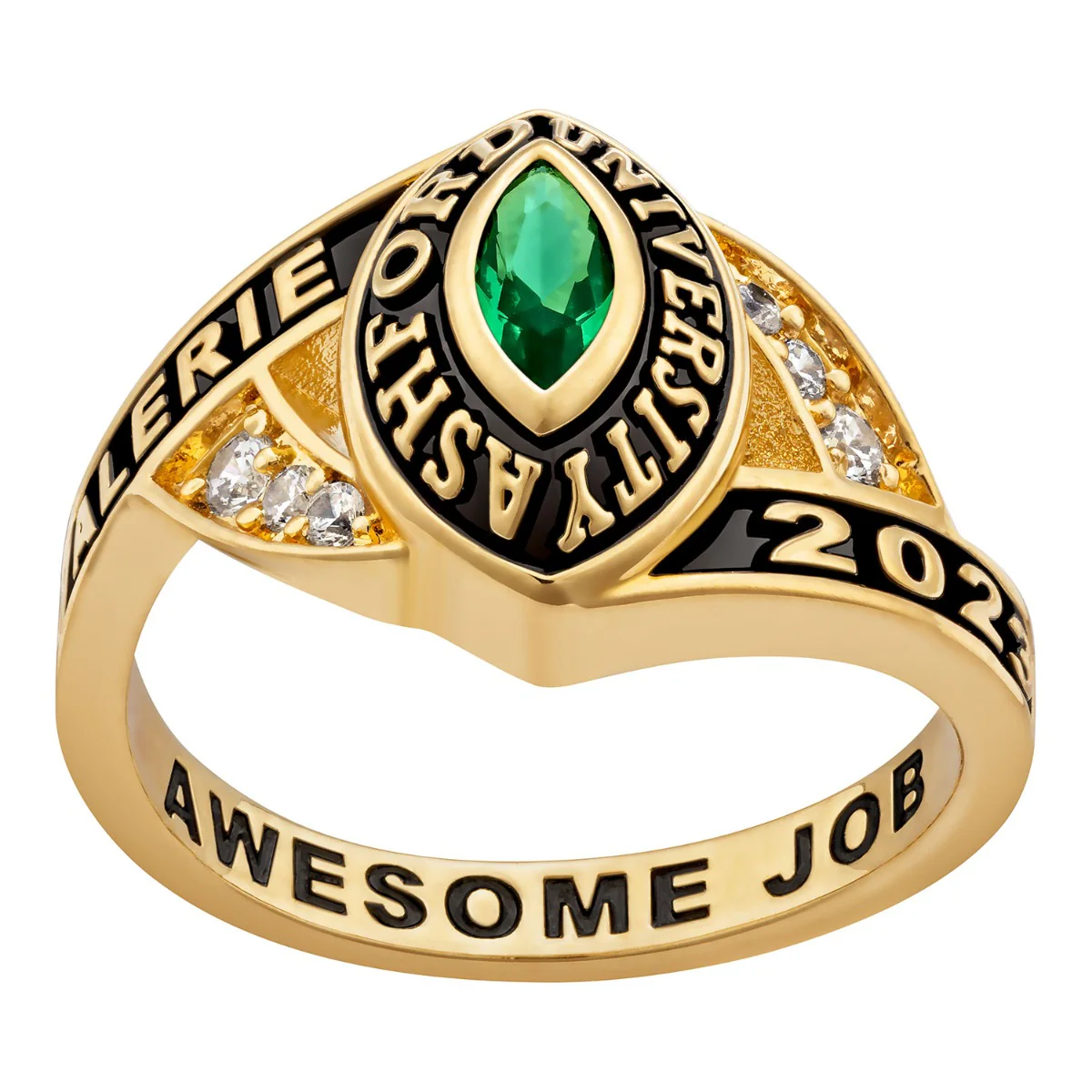 Ladies' 14K Gold over Sterling Marquise Birthstone Class Ring