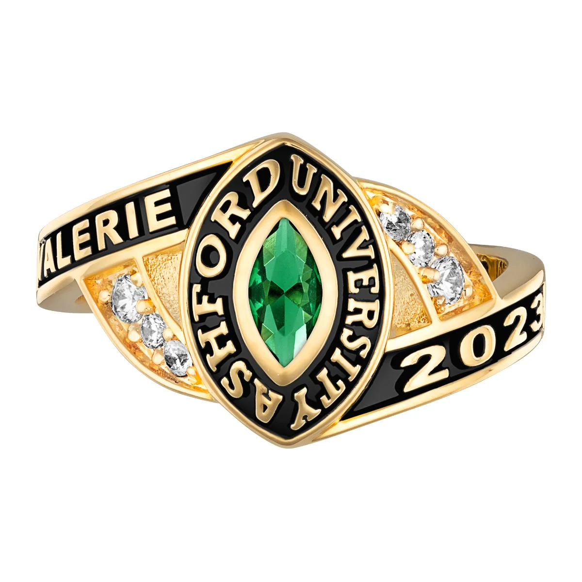 Ladies' 14K Gold over Sterling Marquise Birthstone Class Ring - Image 2